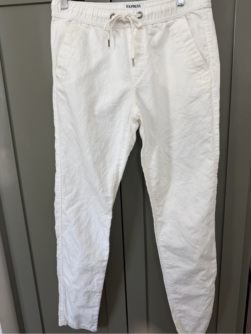 Express Cream Drawstring Waist Joggers